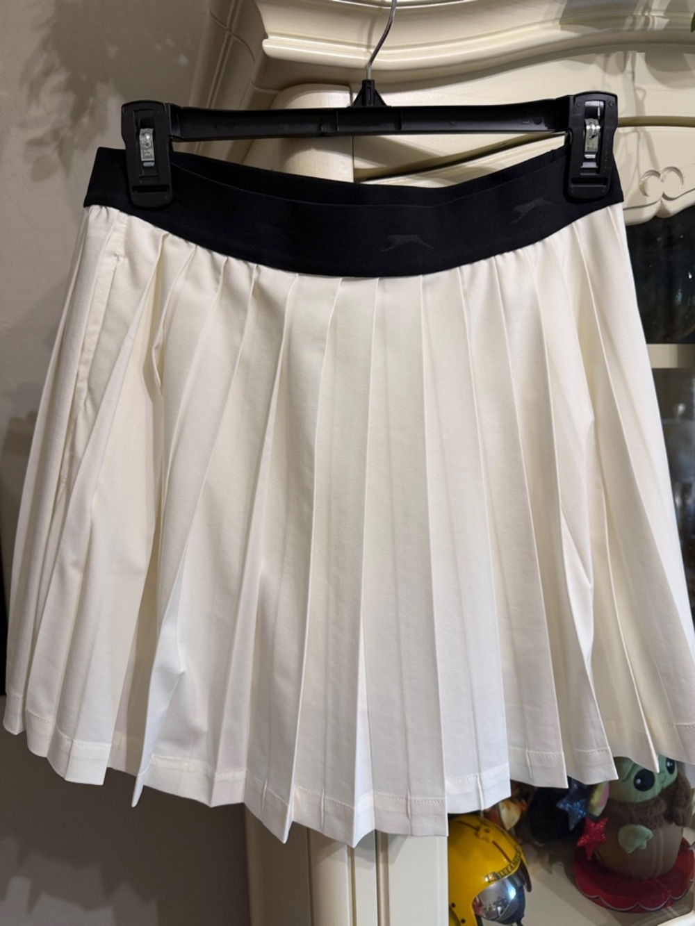 Slazenger White Pleated Skater Skirt with Black Waistband